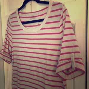 💗 EUC Talbots Pink & White Striped Shirt XL